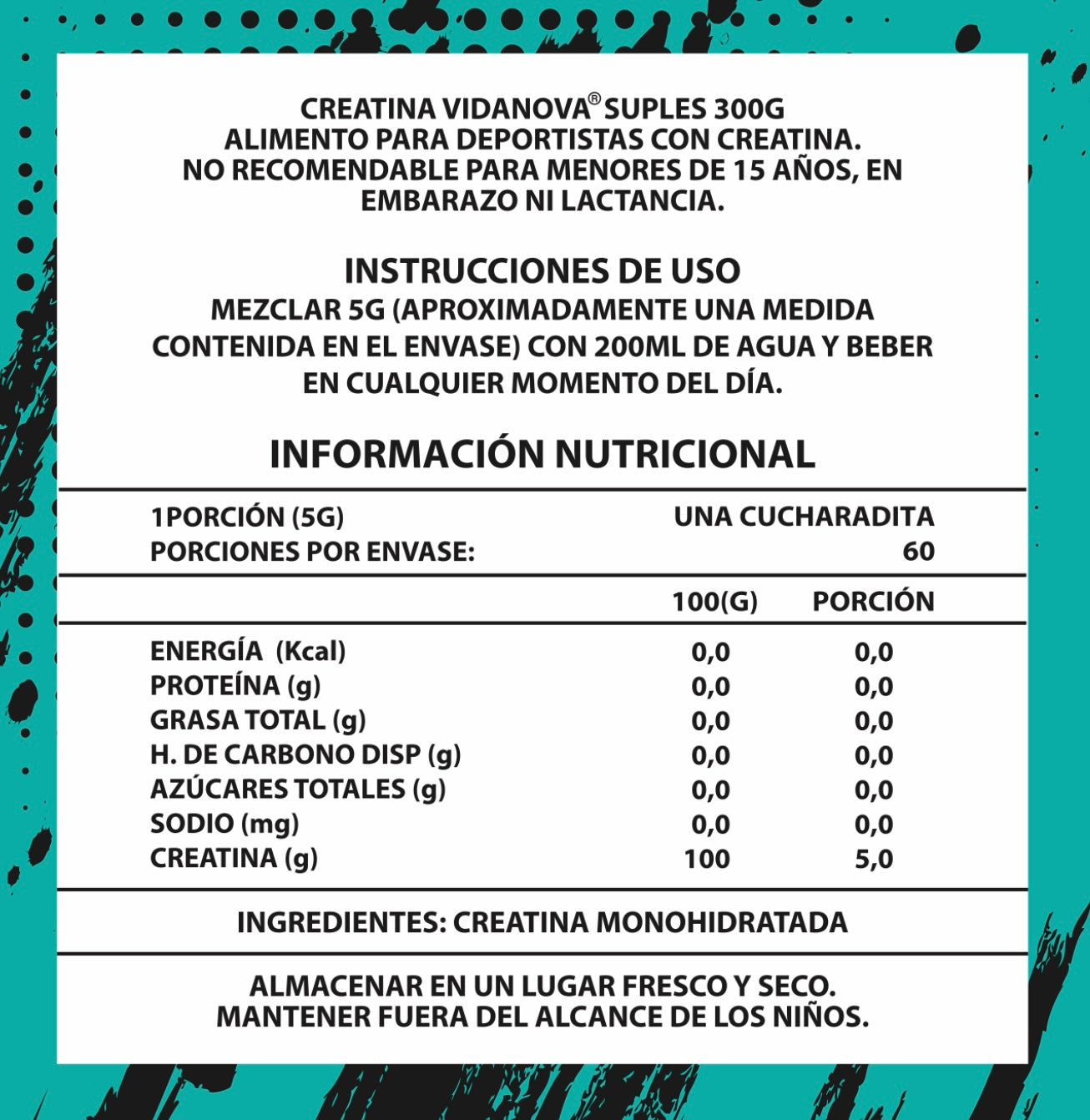 CREATINA MONOHIDRATADA 300GR / MICRONIZADA DE MÁXIMA PUREZA